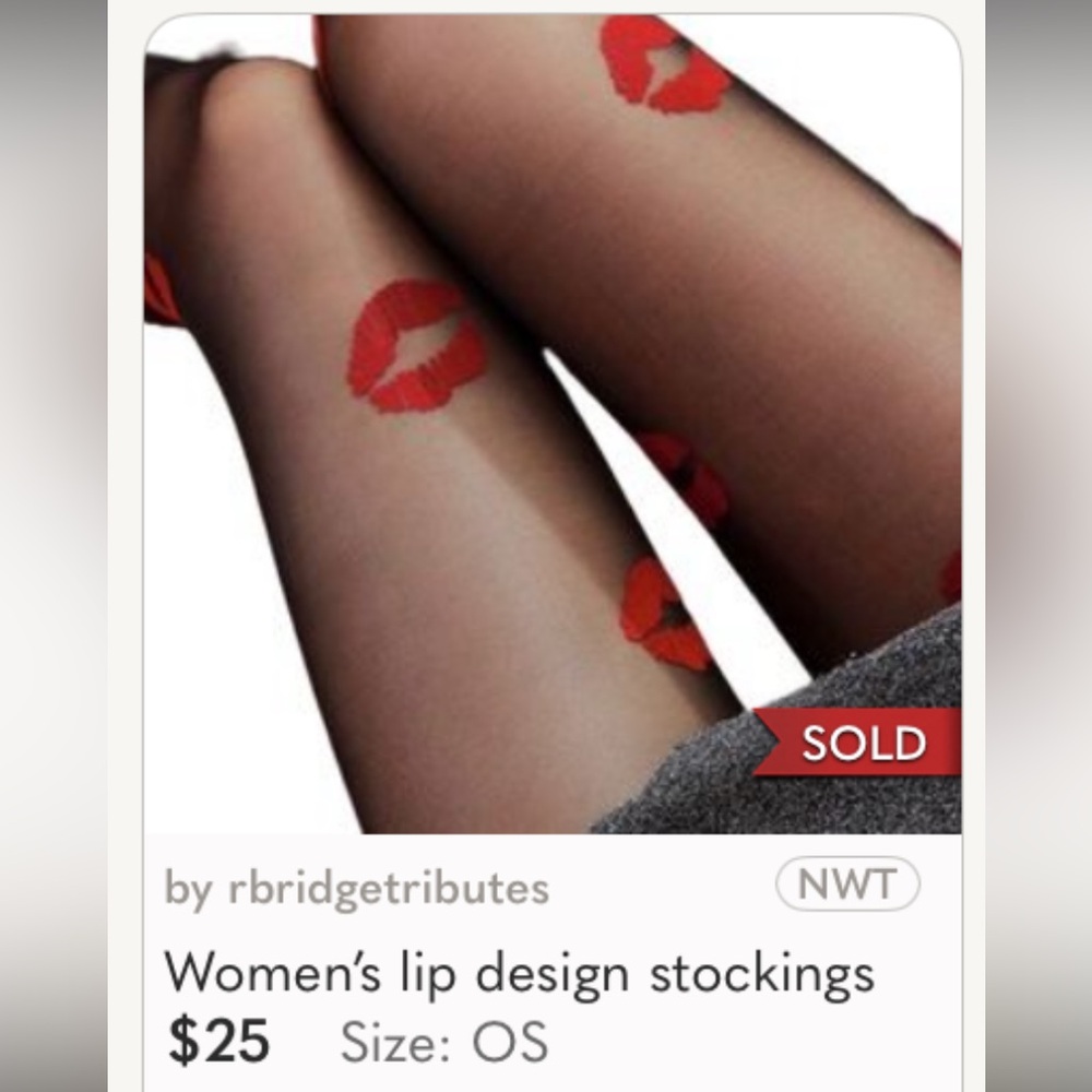 Red Lip Pattern Tights - Bold & Stylish Statement Piece